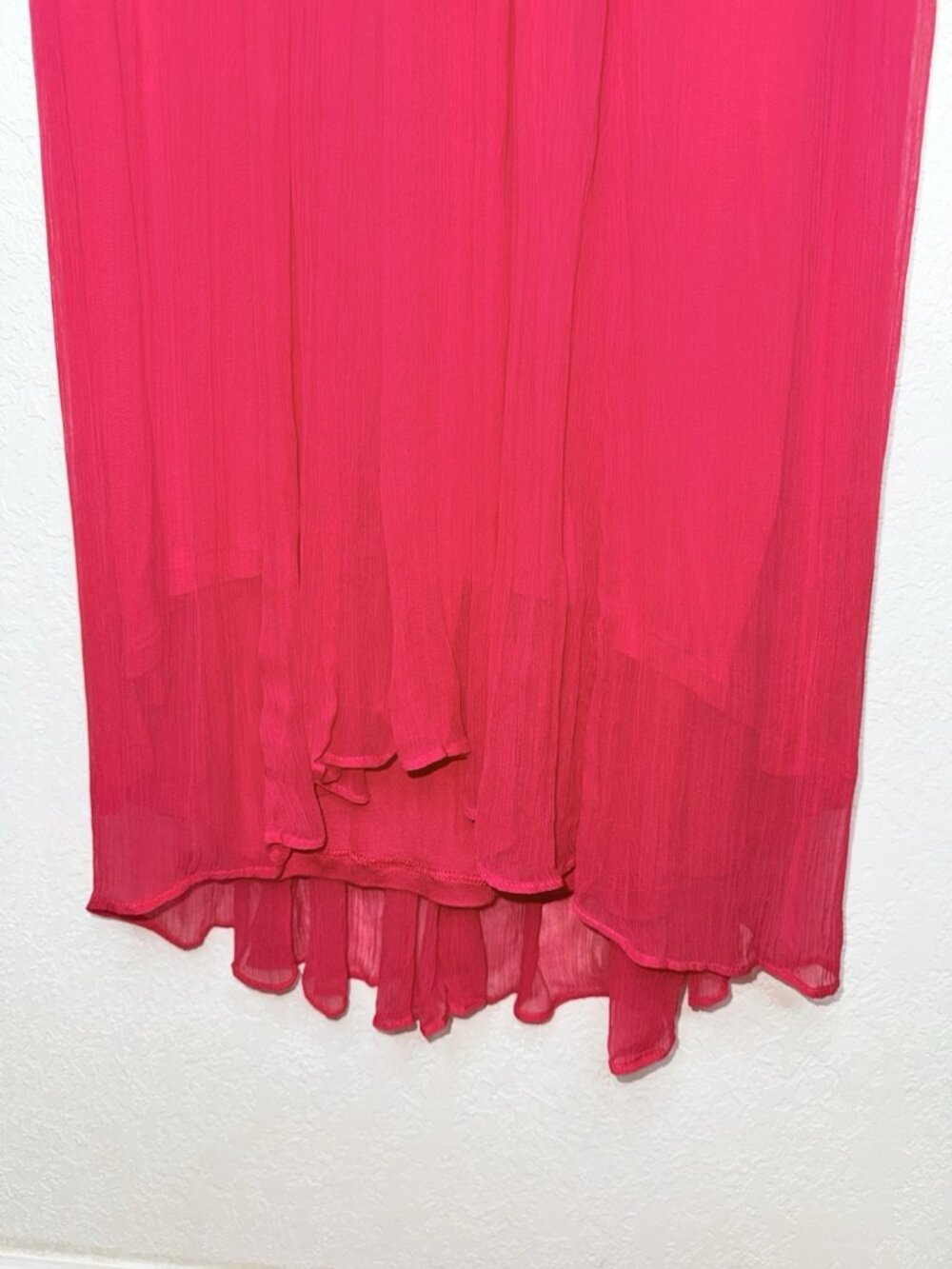 Soft Surroundings Charmonte High-Low Maxi Dress Red Chiffon Date Night 10P X - Picture 7 of 13